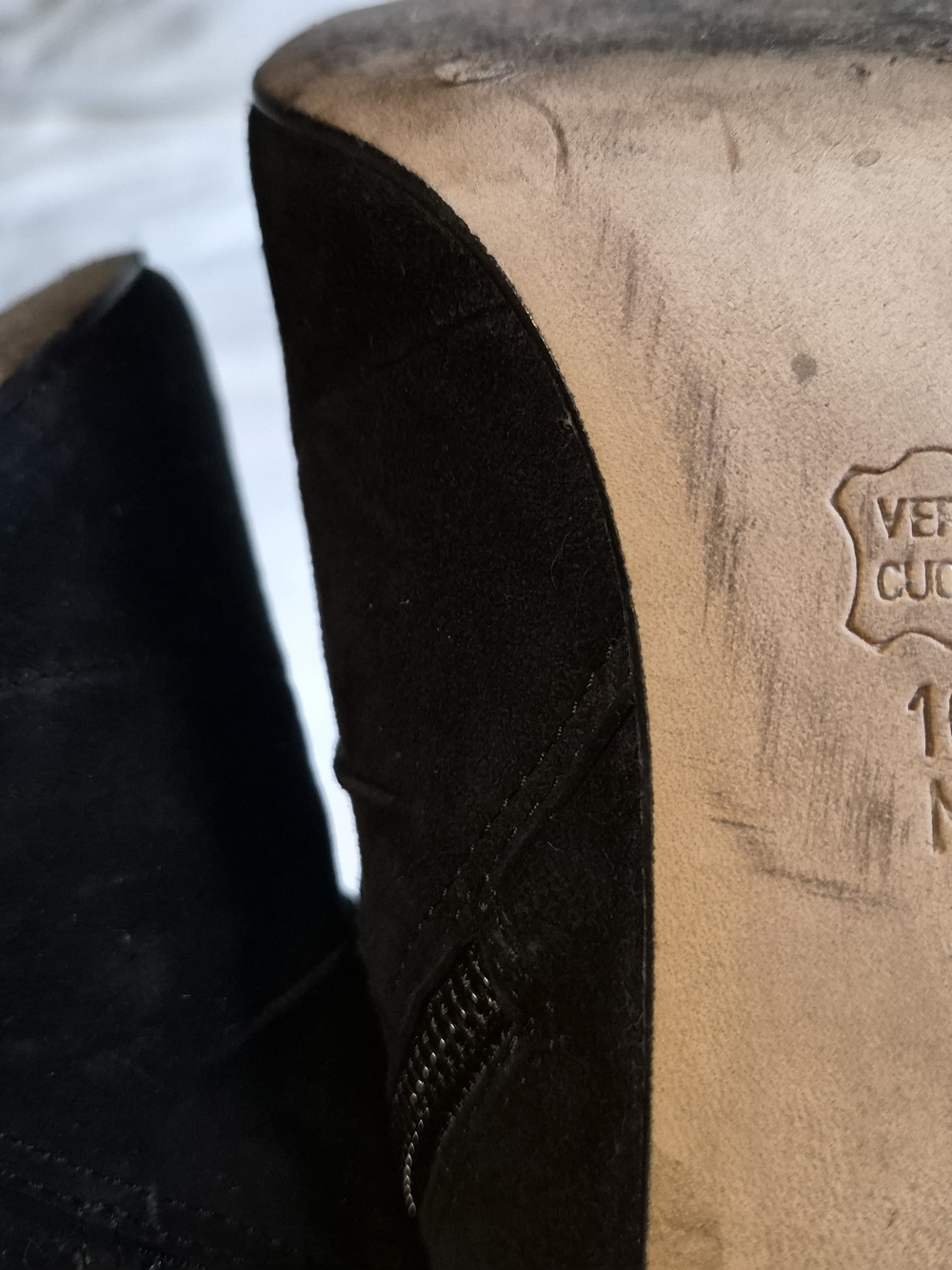 Women’s Black Suede Peep Toe Ankle Booties with Buckle - Picture 7 of 7